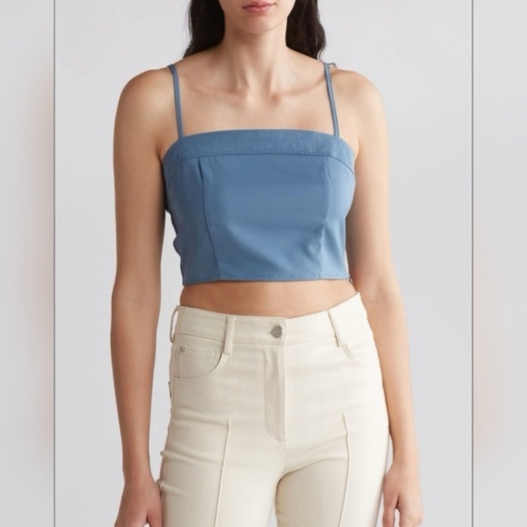 New ACOA Party Starter Crop Top Blue Square Neck Sz M - Picture 1 of 11